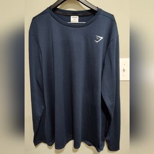 Gymshark Long Sleeve Shirt, Men's XXXL, Blue Phantom, Seamless Athletic Workout